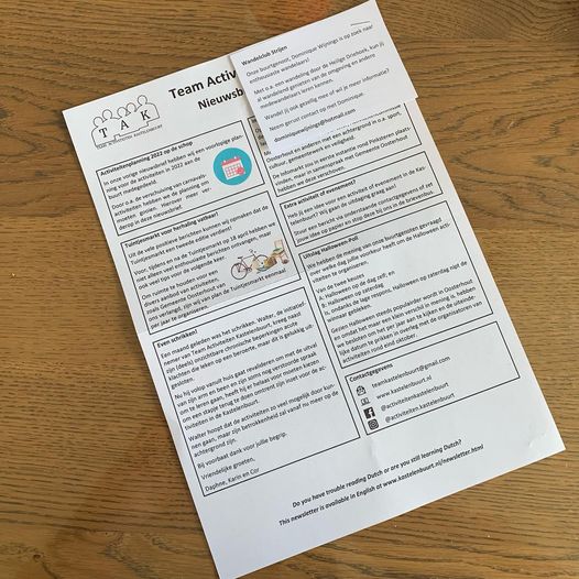 Foto van nieuwsbrief